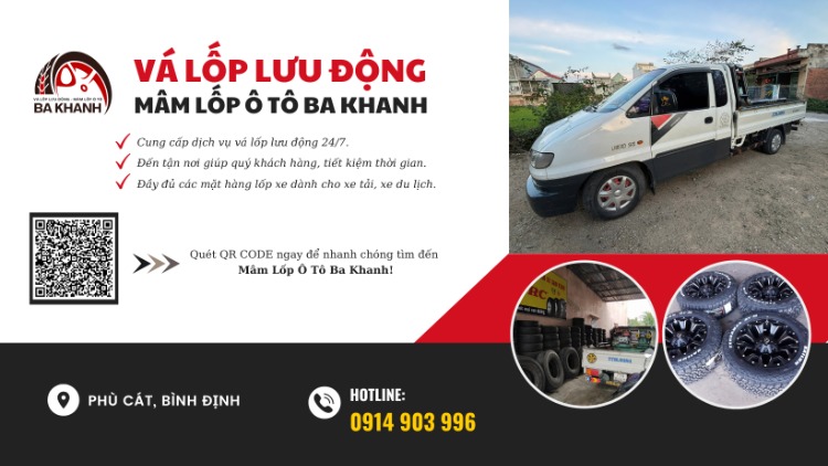 Vá Lốp Lưu Động Phù Cát Bình Định - Mâm Lốp Ô Tô Ba Khanh