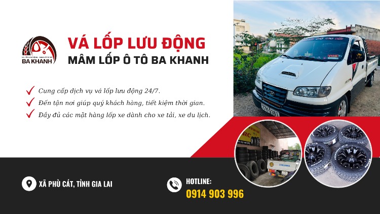 Vá Lốp Lưu Động Phù Cát Gia Lai - Mâm Lốp Ô Tô Ba Khanh